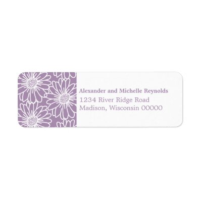 Whimsical Daisies Return Address Labels, Purple Label