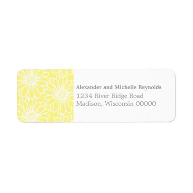 Whimsical Daisies Return Address Labels, Yellow Label