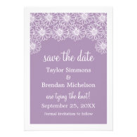 Whimsical Daisies Save the Date Invite, Lilac