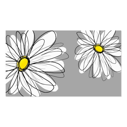Whimsical Daisy - yellow gray Business Card (back side)