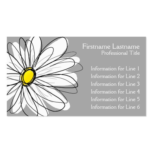 Whimsical Daisy - yellow gray Business Card (front side)
