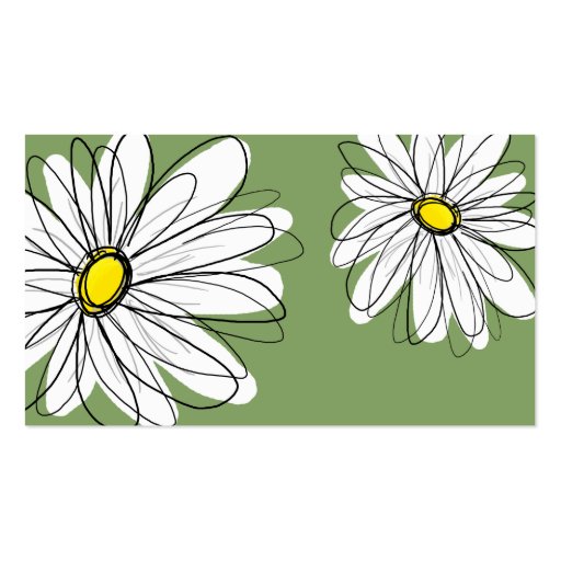 Whimsical Daisy - yellow green Business Card Templates (back side)