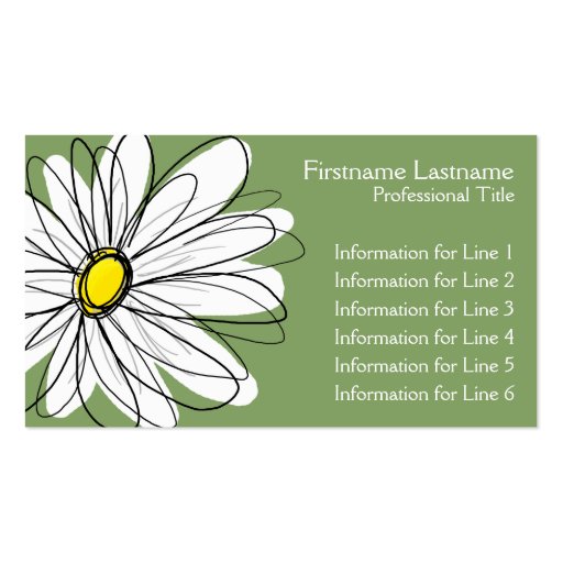 Whimsical Daisy - yellow green Business Card Templates (front side)