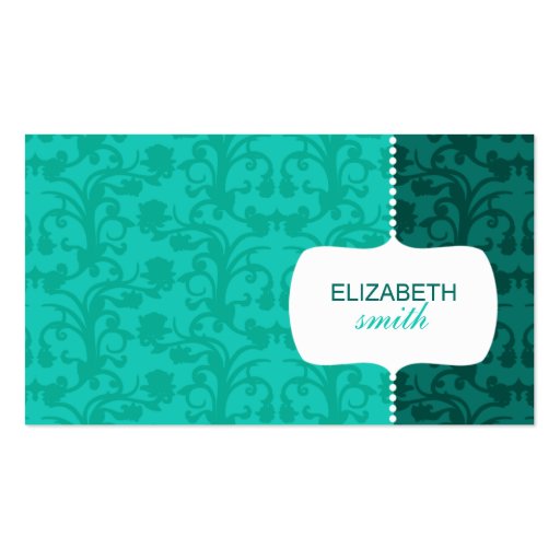 Whimsical Damask Blue Business Card (front side)