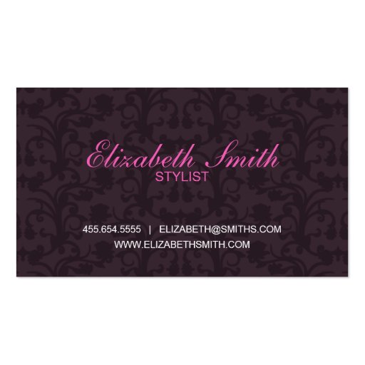 Whimsical Damask Pink/Grey Business Card (back side)