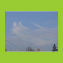 Whimsical Dancing Clouds Postcard
