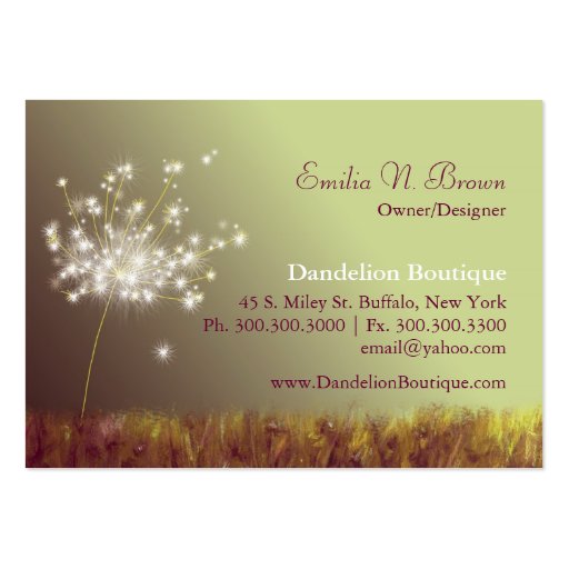 Whimsical Dandelion Professional Business Cards (front side)