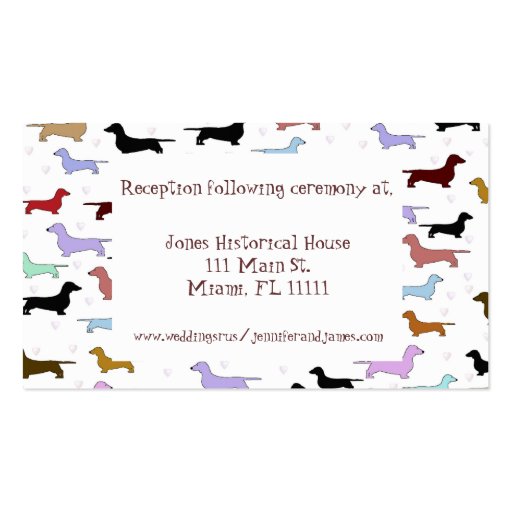 Whimsical Dog Wedding enclosure cards Business Card Template (front side)