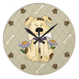 Whimsical Dog with Bone Wall Clock
