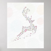 whimsical doodles christmas reindeer poster
