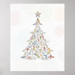 whimsical doodles christmas tree print