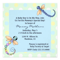 Whimsical Dragonflies Baby Boy Shower Invitation invitations