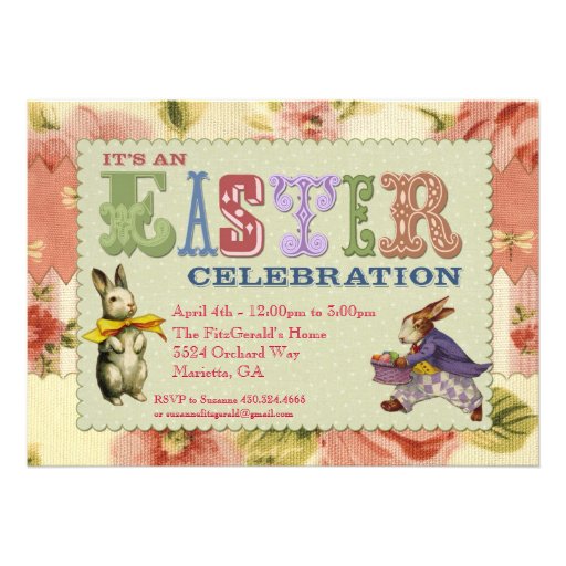 Whimsical Easter Party Invitation (front side)