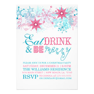 Whimsical Eat Drink and Be Merry Personalized Announcements
