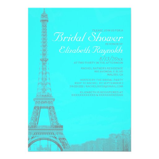 Whimsical Eiffel Tower Bridal Shower Invitations