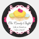 Whimsical & Elegant Cupcake Candy Buffet Labels Round Sticker