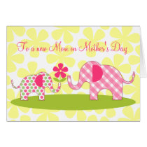 Whimsical Elephants First Mother's Day Card cards