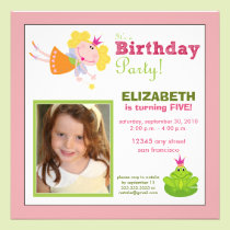 Whimsical Fairy Girls Birthday Party Invite: pink invitations