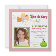 Whimsical Fairy Girls Birthday Party Invite: pink invitation
