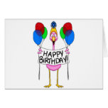 Whimsical Flamingo Happy Birthday Balloons Greeting Card
