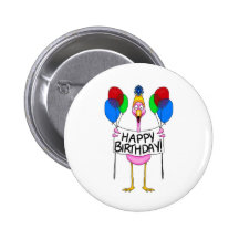 Whimsical Flamingo Happy Birthday Balloons Pins