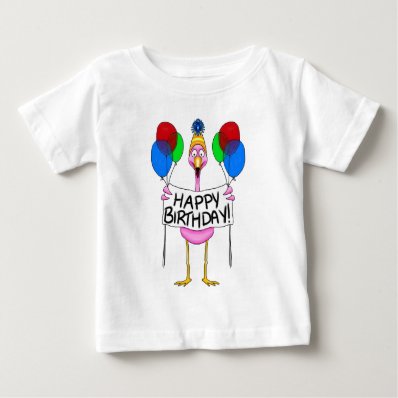 Whimsical Flamingo Happy Birthday Balloons T-shirt