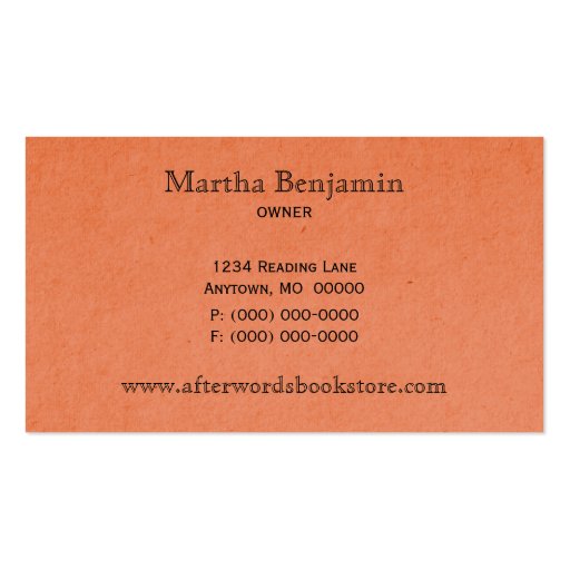 Whimsical Floral Flourish Business Card, Coral (back side)