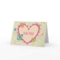 Whimsical floral heart mom mother's day card