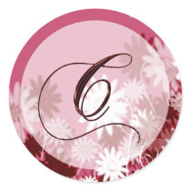 Whimsical Floral Wedding Monogram C Envelope Seal Round Stickers