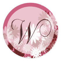 Whimsical Floral Wedding Monogram W Envelope Seal Round Stickers