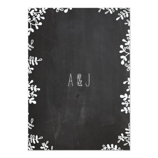 Whimsical Floral Wreath Chalkboard Wedding Personalized Announcement
