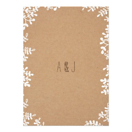 Whimsical Floral Wreath on Craft Paper Wedding Cards