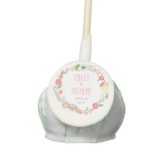 Whimsical Floral Wreath Personalized Wedding Favor Cake Pops