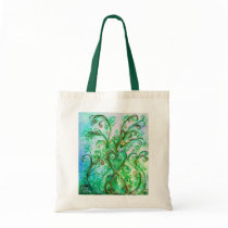 WHIMSICAL FLOURISHES bright blue green white Bags