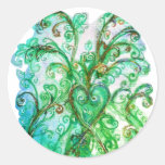 WHIMSICAL FLOURISHES bright blue green white Stickers