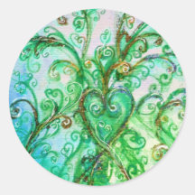 WHIMSICAL FLOURISHES bright blue green white Sticker