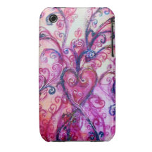 WHIMSICAL FLOURISHES bright pink red purple iPhone 3 Cases