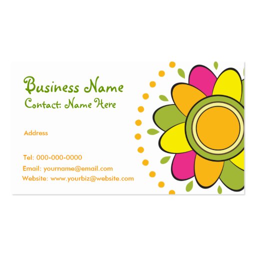 Whimsical Flower Business Card (front side)