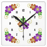 Whimsical Flower Design Wall Clock