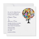 Whimsical Flower Love Tree Wedding Invitation by samack Whimsical Flower Love Tree Wedding Invitation