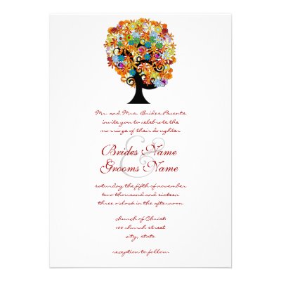 Whimsical Flower Tree Wedding Invitations