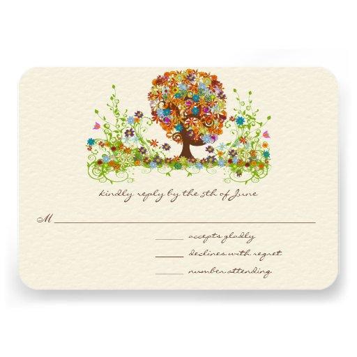 Whimsical Flower Tree Wedding Response Cards Invite