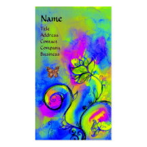 WHIMSICAL FLOWERS AND GOLD  BUTTERFLY BUSINESS CARD TEMPLATES