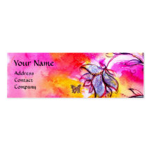 WHIMSICAL FLOWERS AND GOLD  BUTTERFLY BUSINESS CARDS