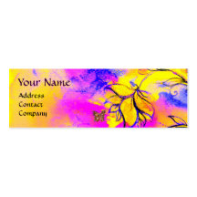 WHIMSICAL FLOWERS AND GOLD  BUTTERFLY BUSINESS CARD