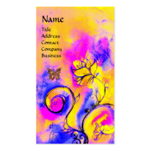 WHIMSICAL FLOWERS AND GOLD  BUTTERFLY BUSINESS CARD TEMPLATES