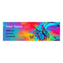 WHIMSICAL FLOWERS AND GOLD  BUTTERFLY BUSINESS CARDS