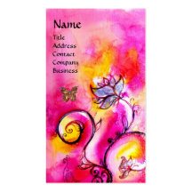 WHIMSICAL FLOWERS AND GOLD  BUTTERFLY BUSINESS CARD