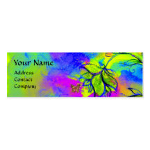 WHIMSICAL FLOWERS AND GOLD  BUTTERFLY BUSINESS CARD TEMPLATE