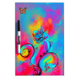 WHIMSICAL FLOWERS & BUTTERFLIES pink yellow blue Dry Erase Whiteboard